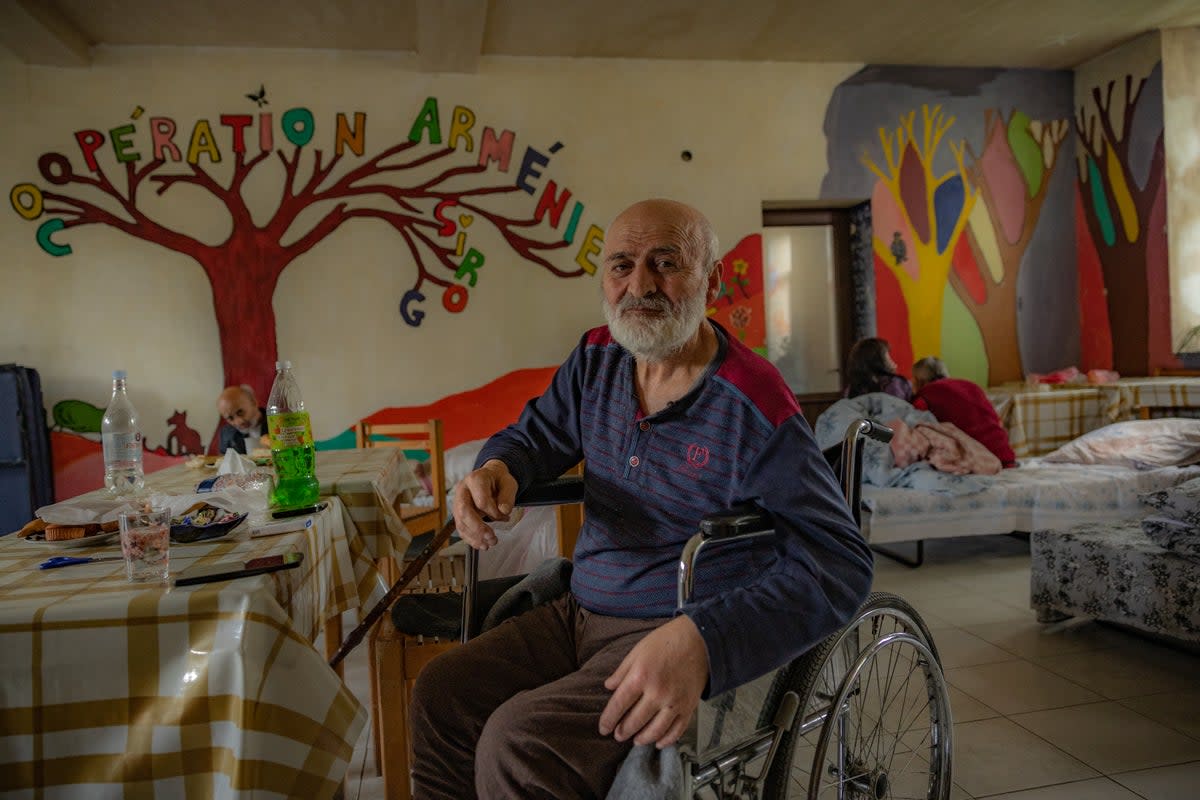 Elderly and disabled Armenian refugees are hosted in hotels, schools and private homes  (Bel Trew)