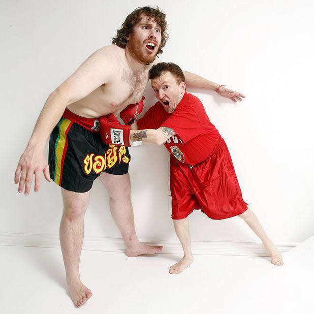 Isaac Kessler, left, and Ken Hall, make up the British improv troupe 2 Man No Show, who return to the Sarasota Improv Festival at Florida Studio Theatre.