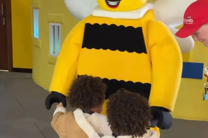 Leigh Anne's twins meet a bright yellow lego character