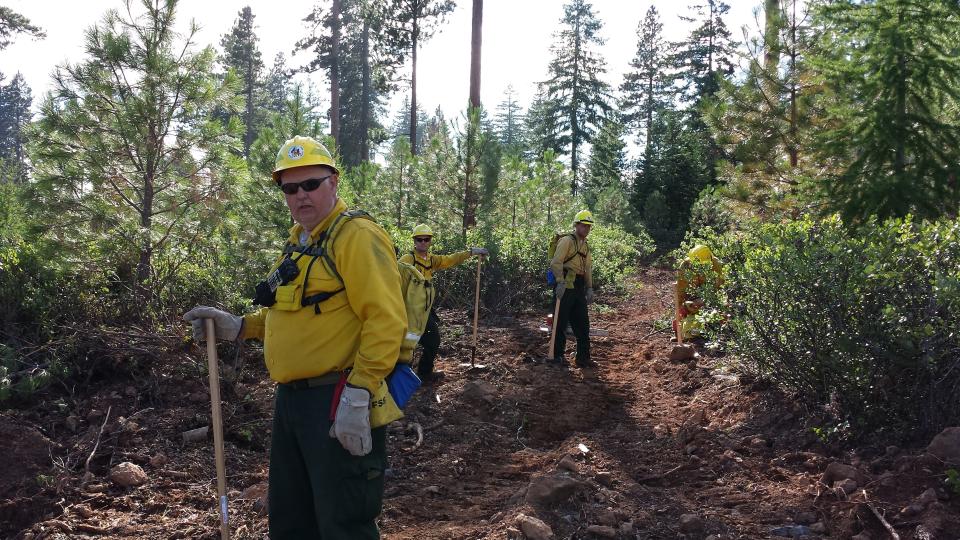 The Ohio crew cutting fireline on the Logging Unit Complex fire in Warm Springs, Oregon. First responders from Guernsey County have joined efforts to fight emergencies throughout the country.