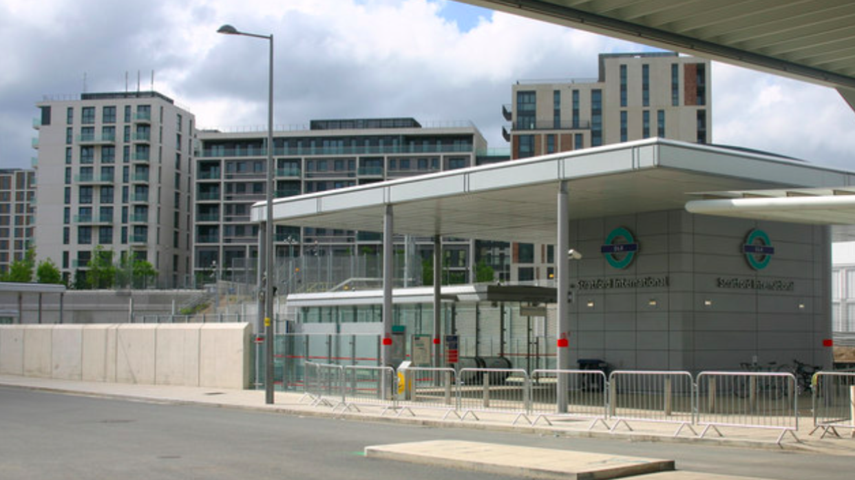 <em>The man was stabbed on board a DLR train at Stratford International Docklands Light Railway station (Geograph/stock photo)</em>