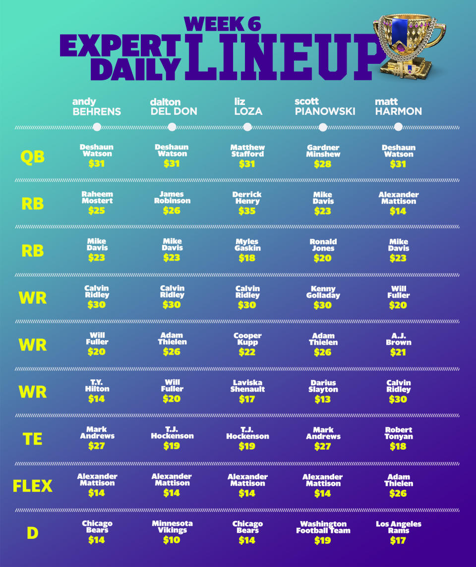 Week 6 expert lineups