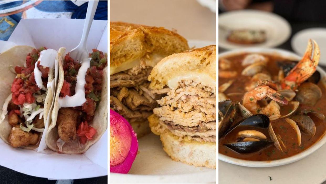 Foods from California: Fish Tacos, French Dip Sandwich, and Cioppino