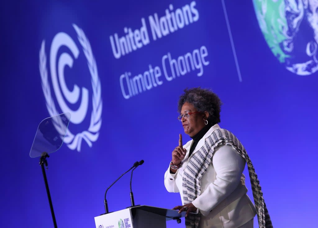 The Barbadian PM addressed the opening ceremony of Cop26 (Yves Herman/PA) (PA Wire)