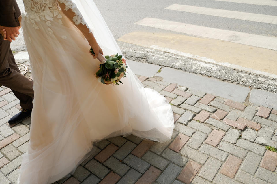 A couple on their wedding day