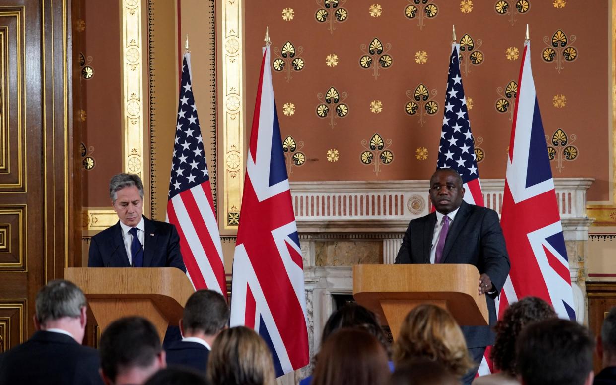 Antony Blinken and David Lammy give a joint press conference in London