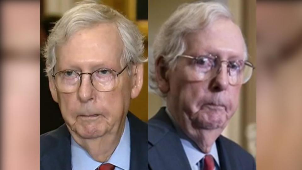 81歲的美國參議院少數黨領袖麥康諾（Mitch McConnell）。（圖／翻攝自 《NBC》）