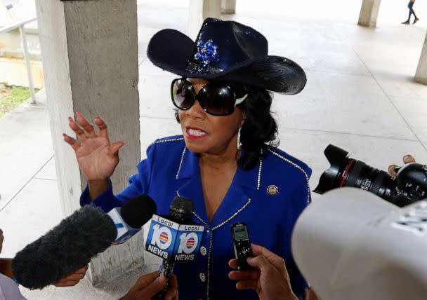 PHOTO: Rep. Frederica Wilson speaks about the death of Sgt. La David Johnson before attending a Congressional field hearing on nursing home preparedness and disaster response October 19, 2017 in Miami. (Joe Skipper/Getty Images, FILE)