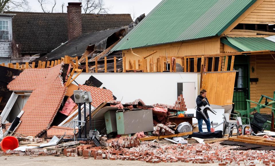 Storm damage is seen in Dallas County, near Selma, Alabama, on Jan. 13, 2023, a day after a storm ripped through the city.