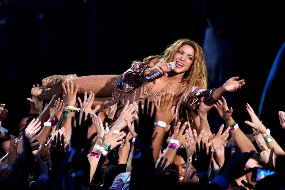 Shakira crowdsurfed during her performance at the 2023 VMAs.