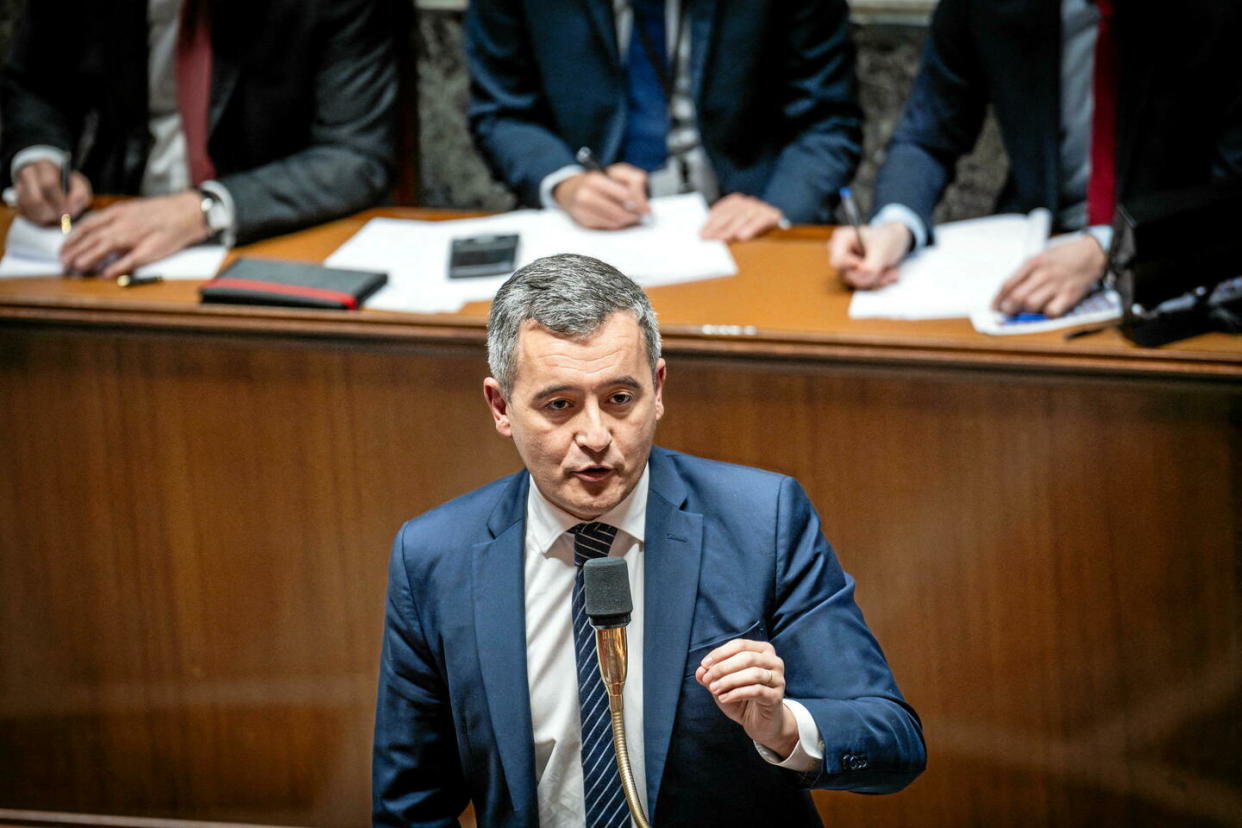 Gérald Darmanin à l'Assemblée nationale le 11 décembre lors du rejet du projet de loi sur l'immigration par les députés.   - Credit:XOSE BOUZAS / Hans Lucas / Hans Lucas via AFP