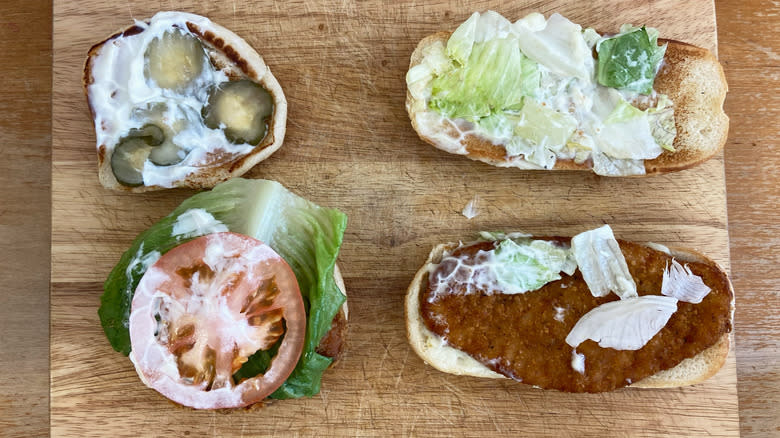 Both Chicken Sandwiches Deconstructed