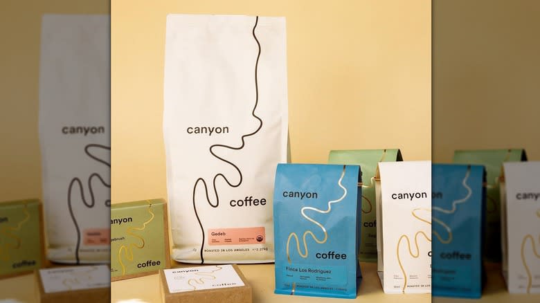 colorful bags of coffee