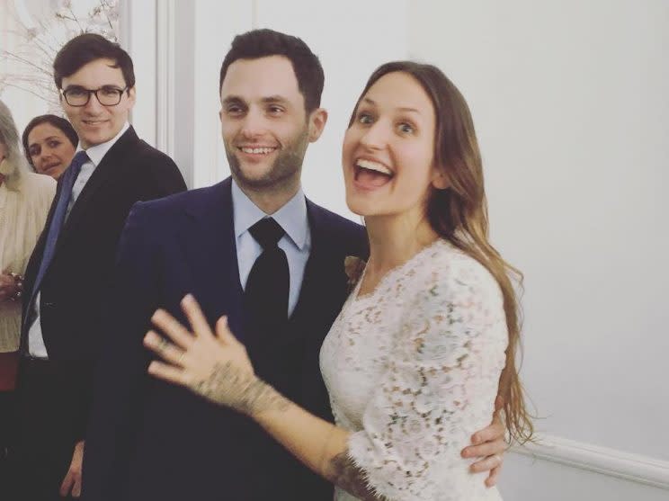 Penn Badgley and Domino Kirke on their wedding day.(Photo: Instagram)