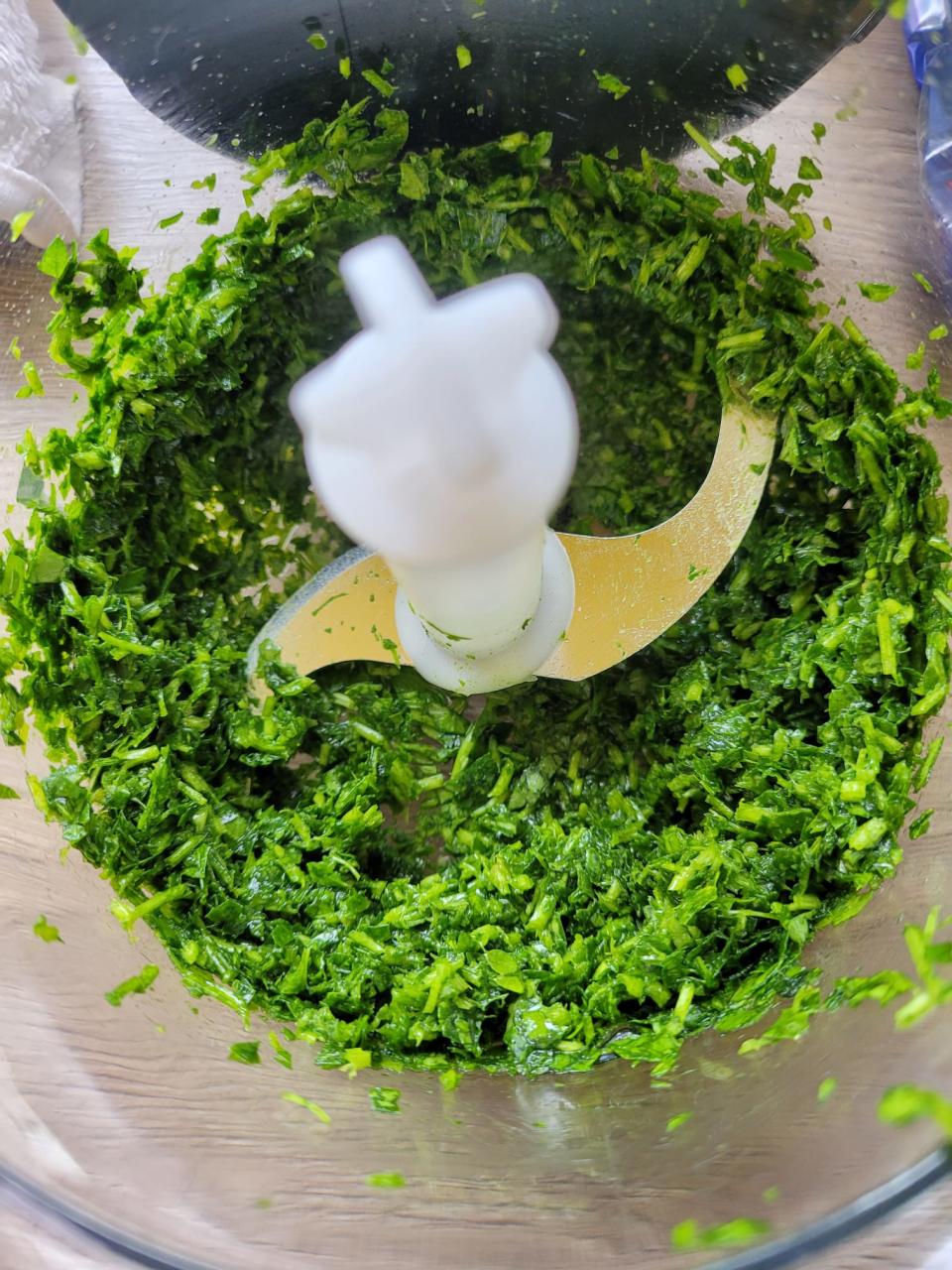 Helen blends all her fresh herbs for the freezer (Collect/PA Real Life)