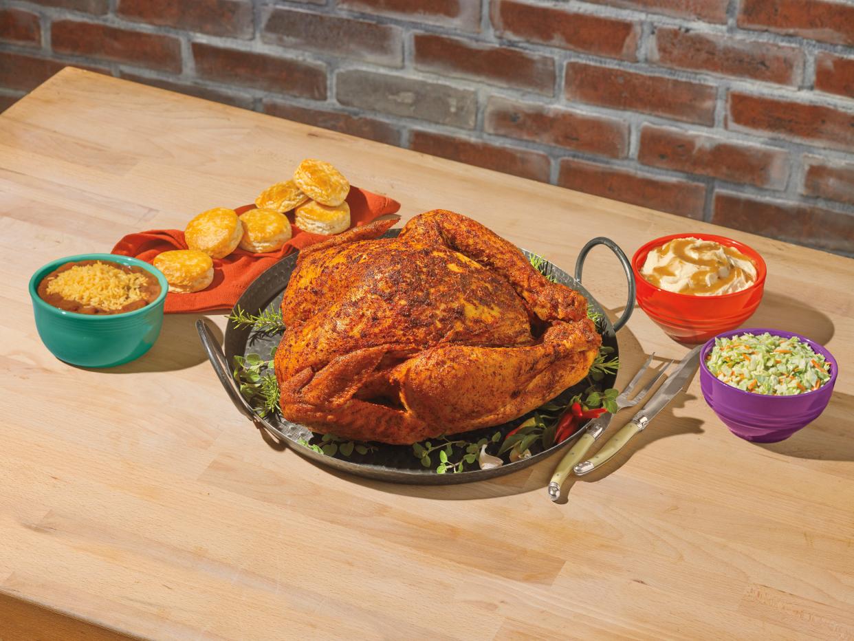 Popeyes Louisiana Kitchen is bringing back its Cajun-style whole precooked turkeys for Thanksgiving.