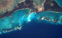 'It's hard to believe the colours of the Bahamas from space,' said Hadfield in a Tweet sent from the Space Station.