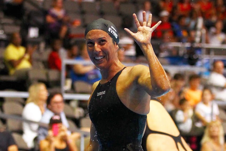 <b>Never too late</b><br><br>At age 40, American swimmer Janet Evans returns to the Olympic Trials for the first time since 1996, when she retired from the sport with four Olympic gold medals. (Al Bello/Getty Images)