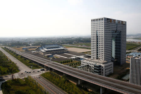 A general view shows the empty customs building in the New Zone urban development in Dandong, Liaoning province, China September 11, 2016. REUTERS/Thomas Peter