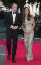 <p>The Duke and Duchess of Cambridge attended the Tusk Conservation Awards back in 2013. For the momentous occasion, the 36-year-old opted for a sequinned gown by Jenny Packham for Debenhams. The royal accessorised the red carpet-ready look with her go-to Jimmy Choo heels. <em>[Photo: Getty]</em> </p>