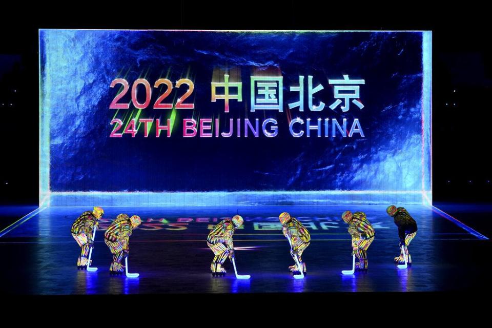 Actors perform during the opening ceremony of the 2022 Winter Olympics, Friday, Feb. 4, 2022, in Beijing. (AP Photo/David J. Phillip)