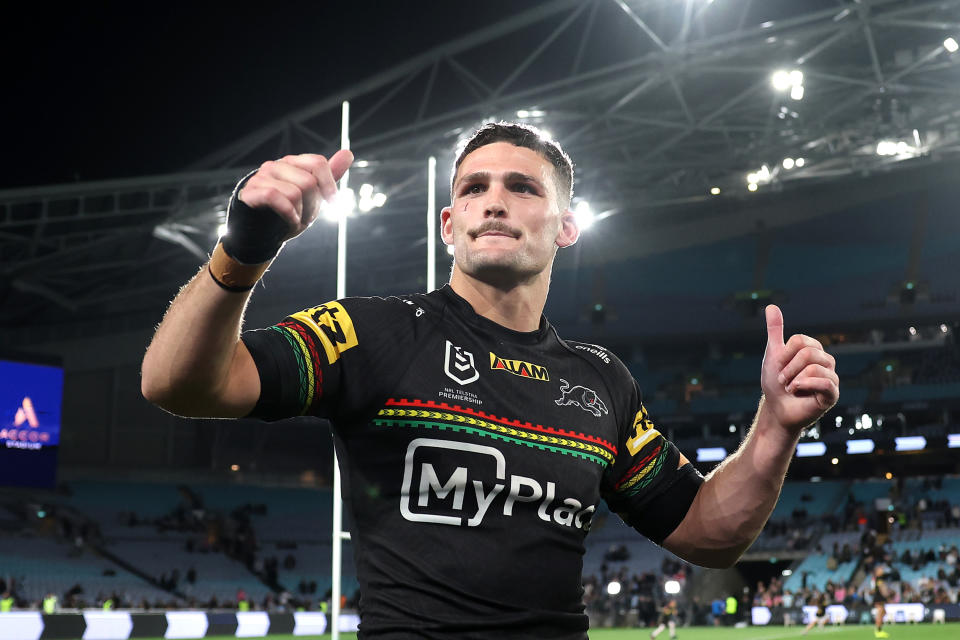 Nathan Cleary thanks the crowd.