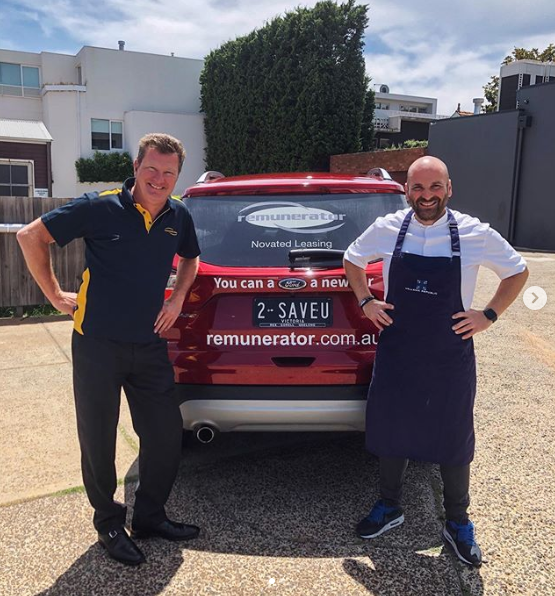 George Calombaris' Remunerator car ad after wage theft scandal. Photo: Instagram/remunerator.