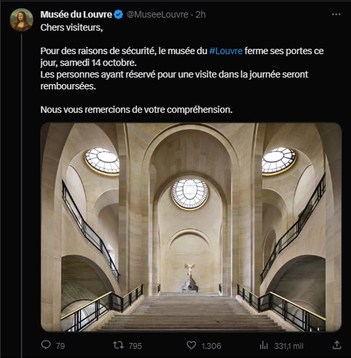 El comunicado del Museo del Louvre