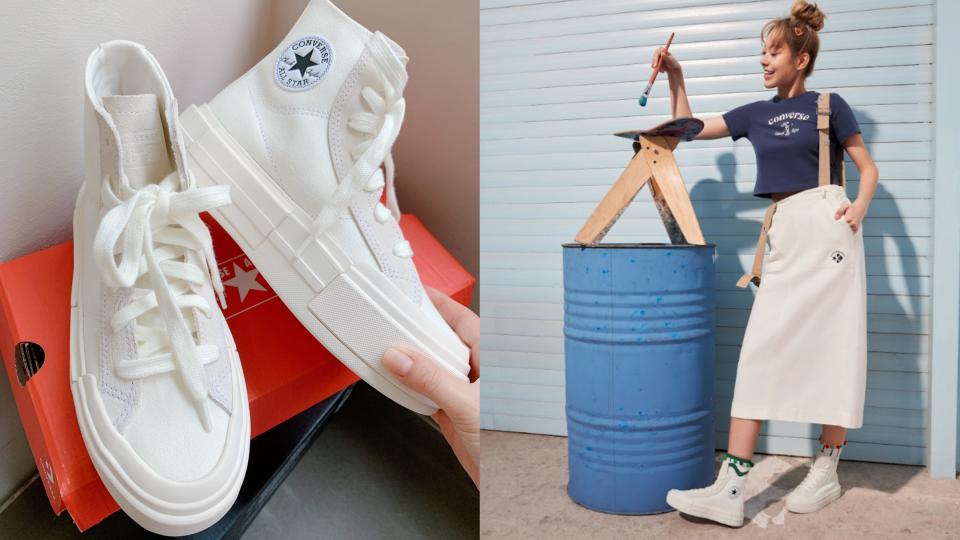 2023話題厚底鞋推薦：Converse 白色Chuck Taylor All Star Cruise，NT$2,380。圖片來源:編輯拍攝，Converse