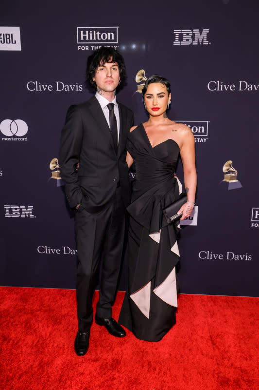 <em>Jordan Lutes and Demi Lovato attend the pre-Grammy Gala & Grammy Salute to Industry Icons Honoring Julie Greenwald and Craig Kallman on Feb. 04, 2023 in Los Angeles.</em><p>Mark Von Holden/Getty Images</p>