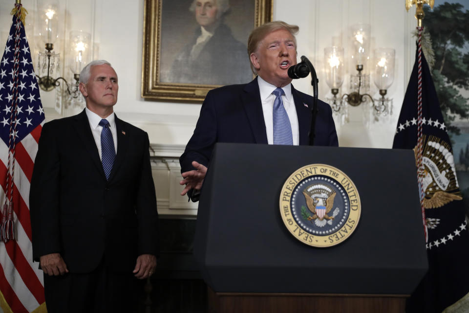 President Donald Trump speaks about the mass shootings in El Paso, Texas and Dayton, Ohio, at the White House on Monday. (Photo: ASSOCIATED PRESS)