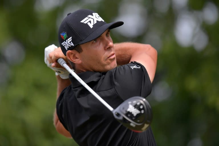 Billy Horschel plays his shot from the 15th tee on May 21, 2017