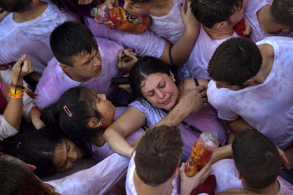 Revellers pack the main square during the launch of the 'Chupinazo' rocket, to celebrate the official opening of the 2019 San Fermin fiestas in Pamplona, Spain, July 6, 2019. (Photo: Alvaro Barrientos/AP)