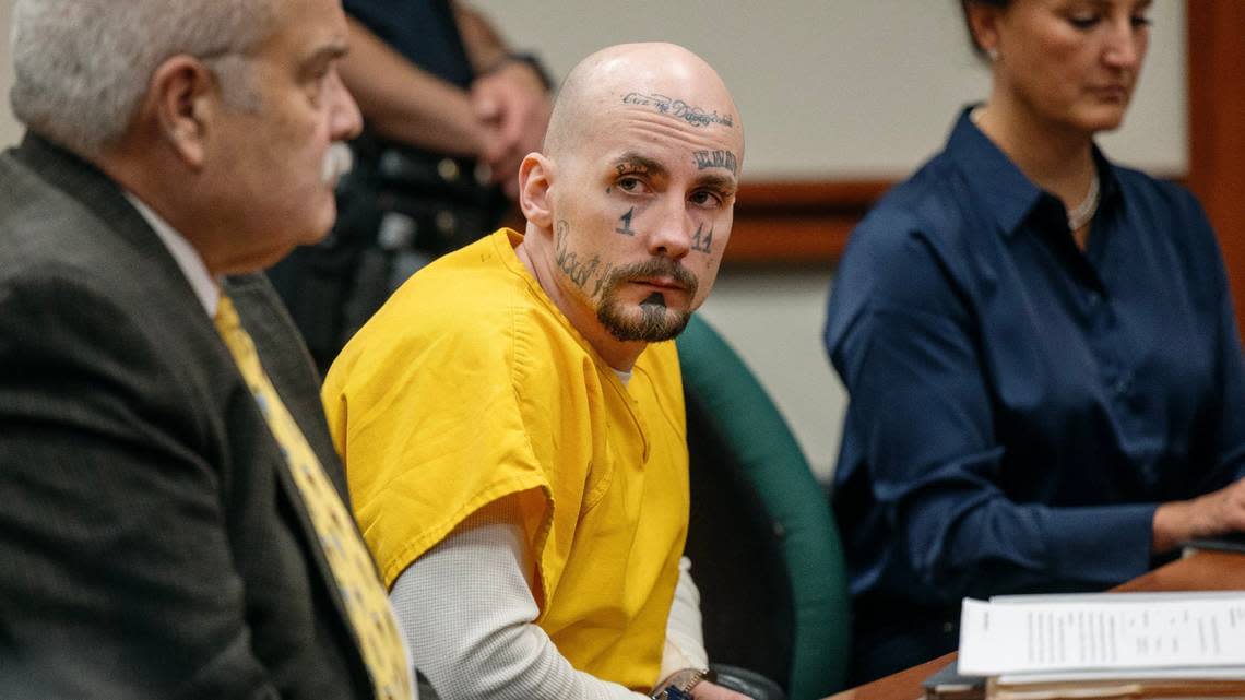 Skylar Meade attends a hearing at the Ada County Courthouse. He’s now facing the death penalty in Nez Perce County after prosecutors charged him with the first-degree murder of an 83-year-old Juliaetta man.