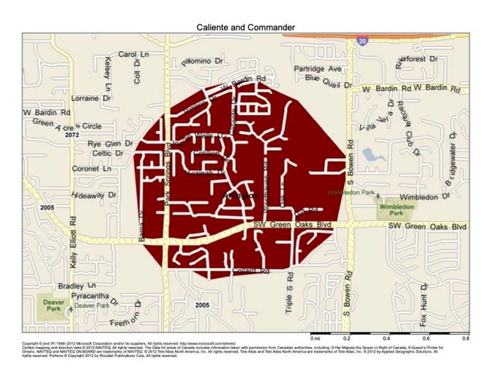 The City of Arlington will conduct targeted ground spraying for West Nile Virus in the area around Caliente Drive and Commander Court.