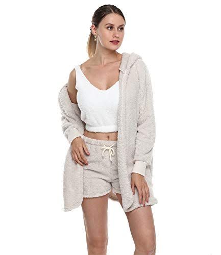 23) Womens Fuzzy Fleece 3 Piece Outfits Pajamas