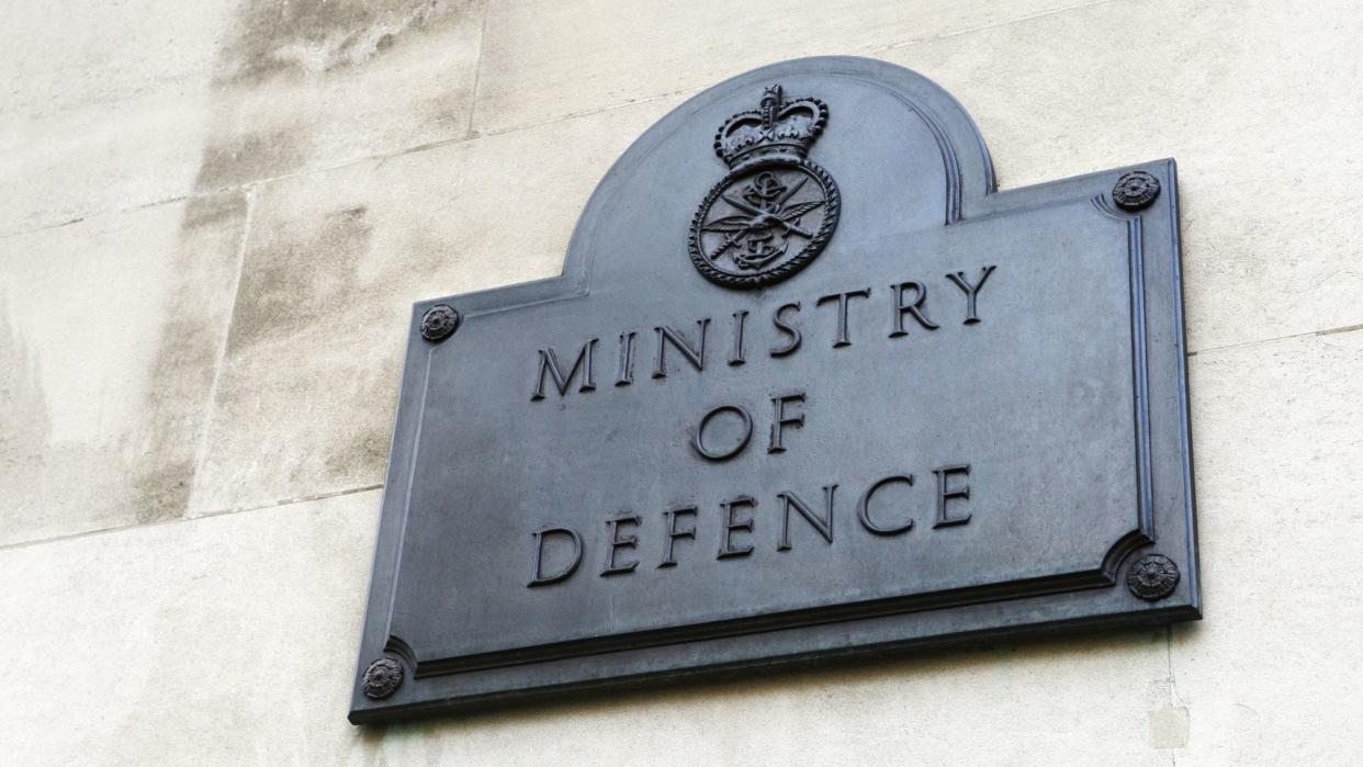 The sign on the Ministry of Defence building . 