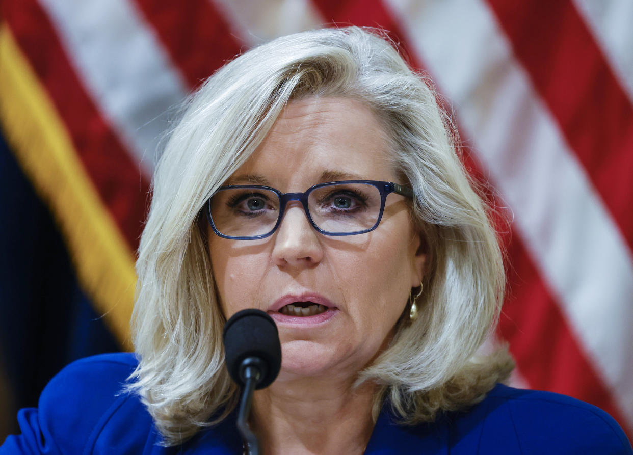 Rep. Liz Cheney raised more than $2 million in the 4th quarter of 2021. (Jim Bourg/Pool via AP)