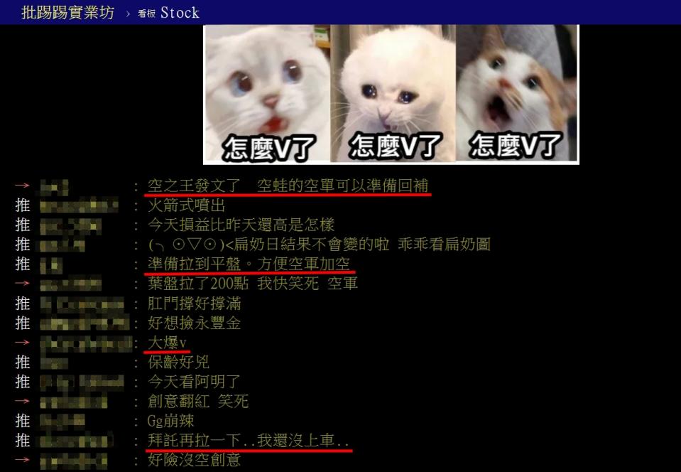 網友討論台股走勢。圖／翻攝PTT