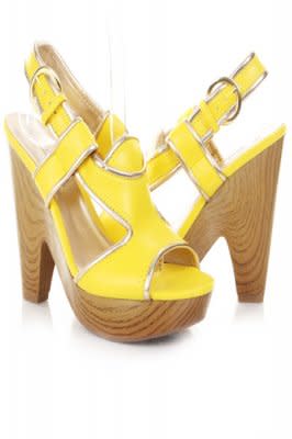 Amiclubwear yellow slingback open-toe wedges, $12.99.