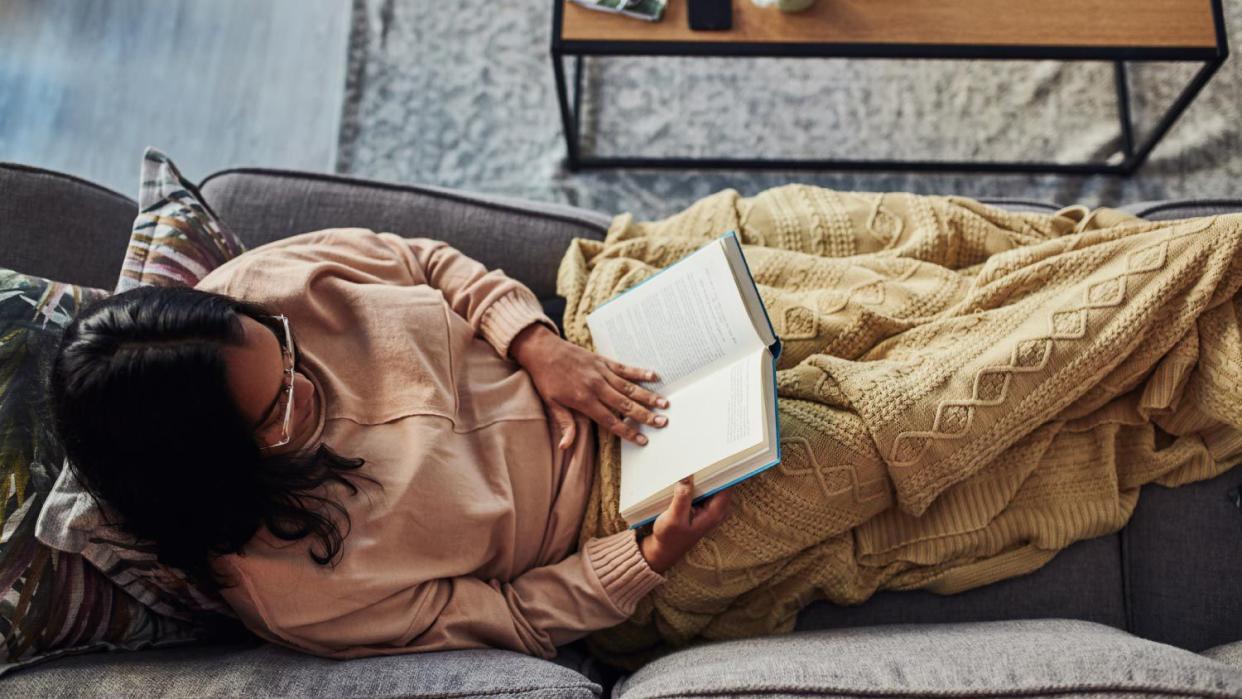 A woman reading a book