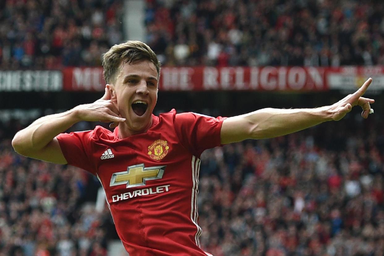 Striking impact | Josh Harrop introduced himself to Old Trafford in style: AFP/Getty Images