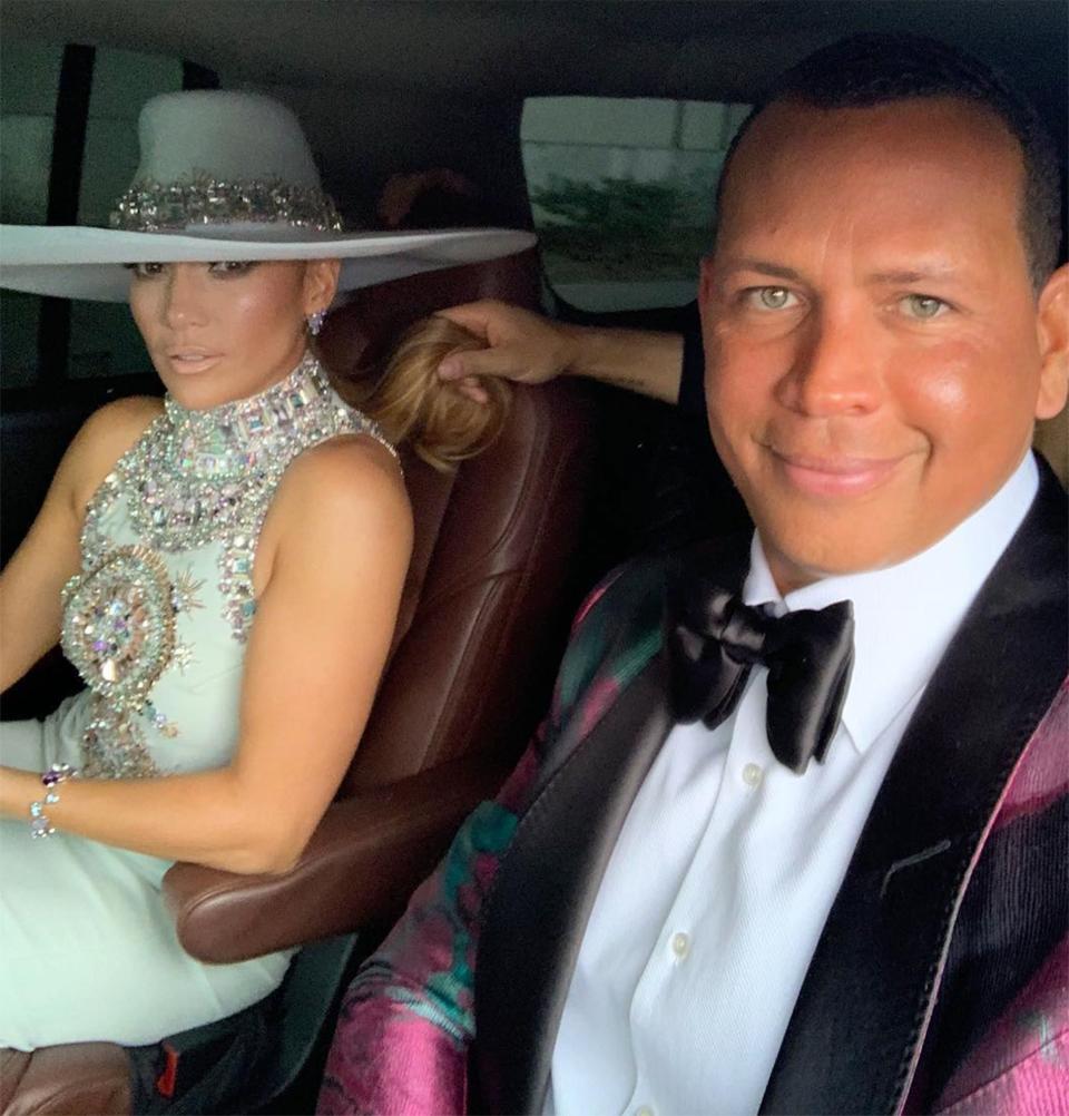 J-Rod, as the couple is affectionately nicknamed, has made a tradition of posting behind-the-scenes shots of themselves en route to red carpets, and the 2019 Grammy Awards were no exception. "Who is more flashy tonight? Me or Jen?" the dad-of-two wrote on <a href="https://www.instagram.com/p/BtuO2RIHw_q/" rel="nofollow noopener" target="_blank" data-ylk="slk:Instagram;elm:context_link;itc:0;sec:content-canvas" class="link ">Instagram</a>. 