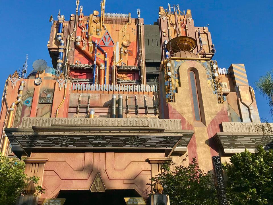 external shot of the gardians of the galaxy ride at disneyland