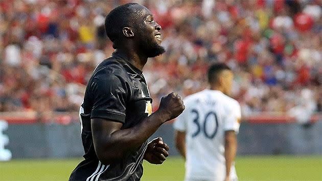 Lukaku opened his United account against Real Salt Lake. Pic: Twitter