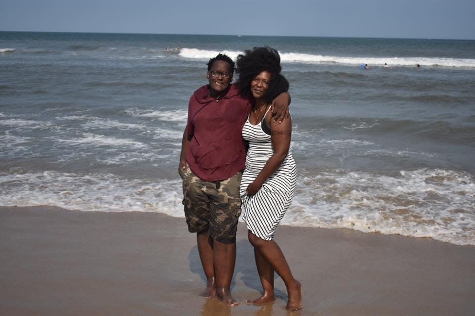 Zeneta Everhart, 40, and her son, Zaire Goodman, 20, who was one of the three people injured during the Buffalo shooting Saturday that killed 10 people.