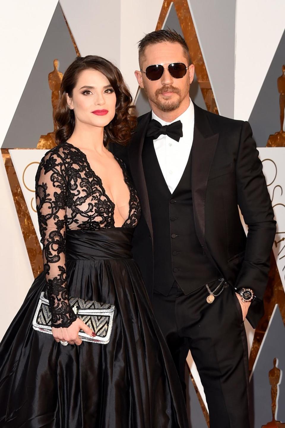 Family man: Tom Hardy with his wife Charlotte Riley (Jason Merritt/Getty Images)