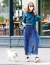 <p>Olivia Palermo keeps it stylish for a walk with her dog in N.Y.C. on Wednesday. </p>