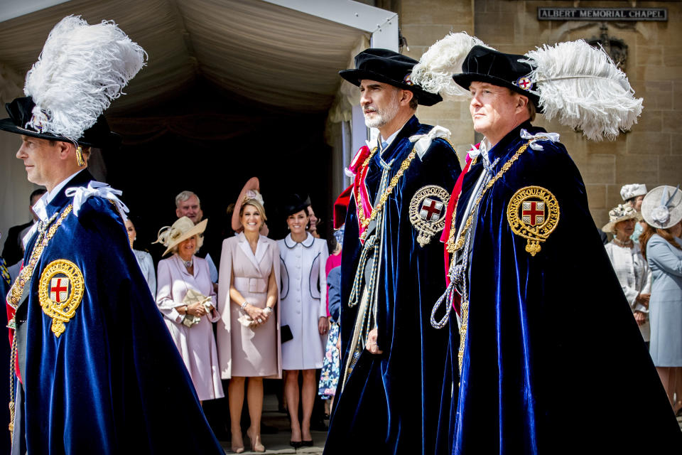 WINDSOR, ENGLAND - JUNE 17: King Willem-Alexander of The Netherlands, King Felipe of Spain, Edward Earl of Wessex at St George's Chapel on June 17, 2019 in Windsor, England. (Photo by Patrick van Katwijk/Getty Images)