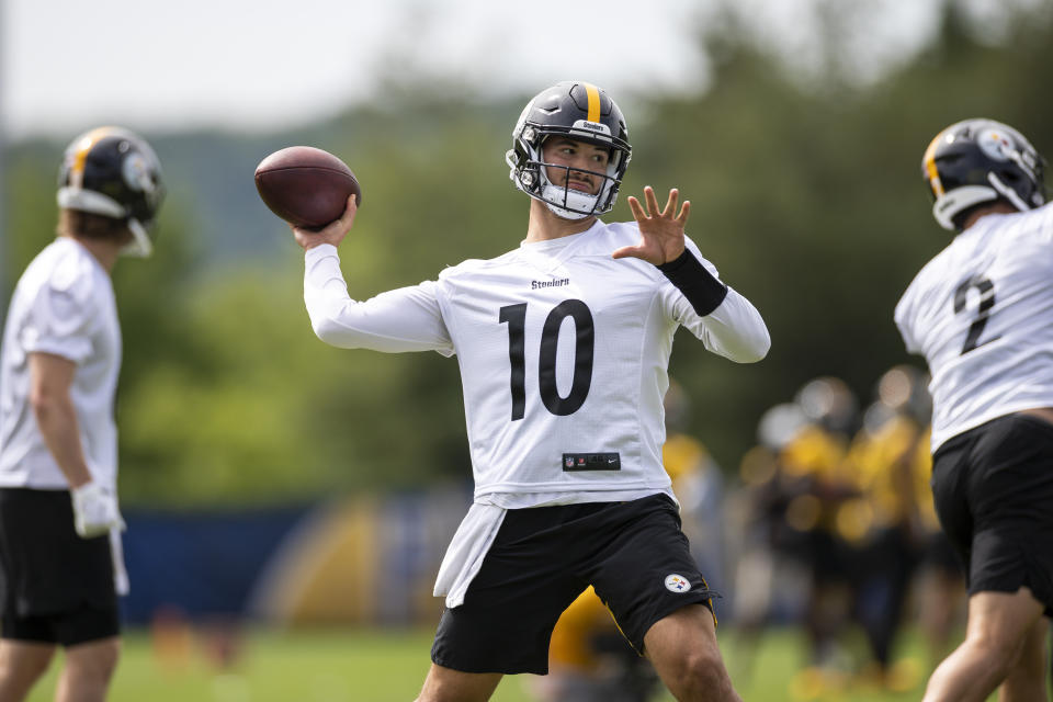 Mitchell Trubisky is one step closer to the Steelers' starting job.  (Photo by Brandon Sloter/Icon Sportswire via Getty Images)